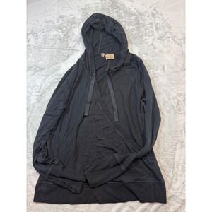 Athleta Hooded Wrap Sweatshirt Women's Large Black Yoga Lounge‎ Soft Knit